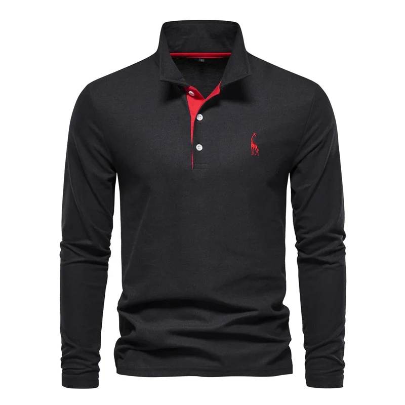 Bequemes Langarm-Poloshirt