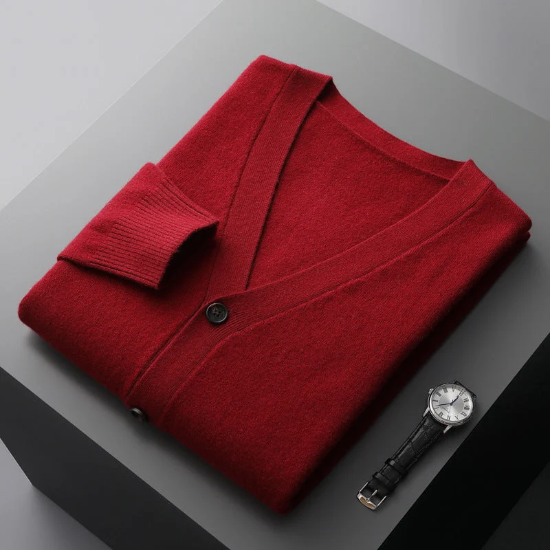 Klassischer Herren Knit Cardigan mit Knöpfen und V-Ausschnitt
