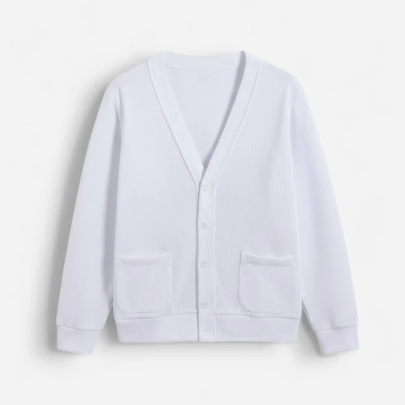 Herren Strickjacke mit V-Ausschnitt und aufgesetzten Seitentaschen – einfarbig