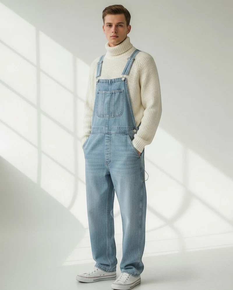 Jeans Latzhose für Herren mit verstellbaren Trägern - lang
