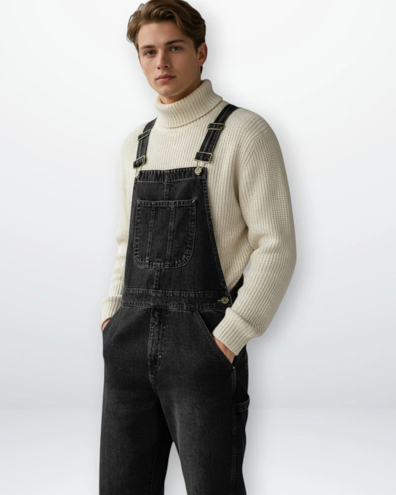Jeans Latzhose für Herren mit verstellbaren Trägern - lang