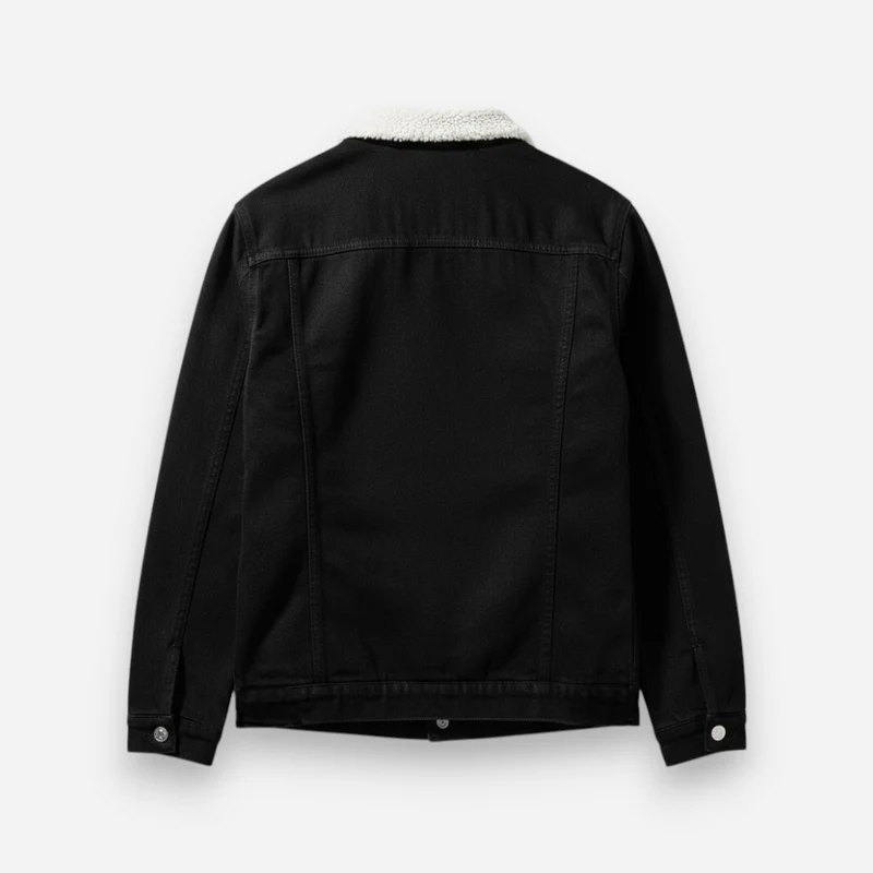 Gefütterte Jeansjacke für Herren mit flauschigem Hemdkragen
