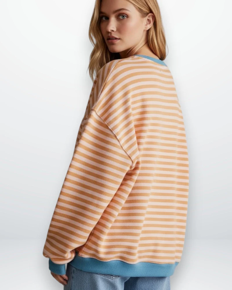 Gestreiftes Oversized Longsleeve für Damen mit überschnittenen Schultern