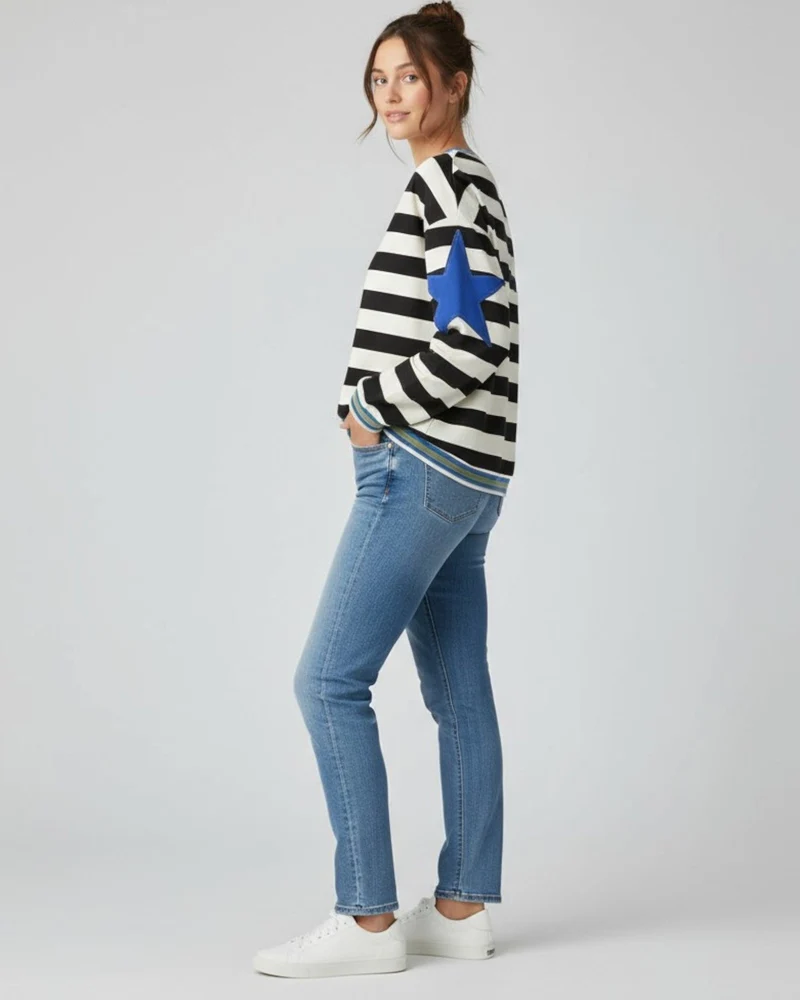 Buntes Langarm-Sweatshirt für Damen mit Applikationen
