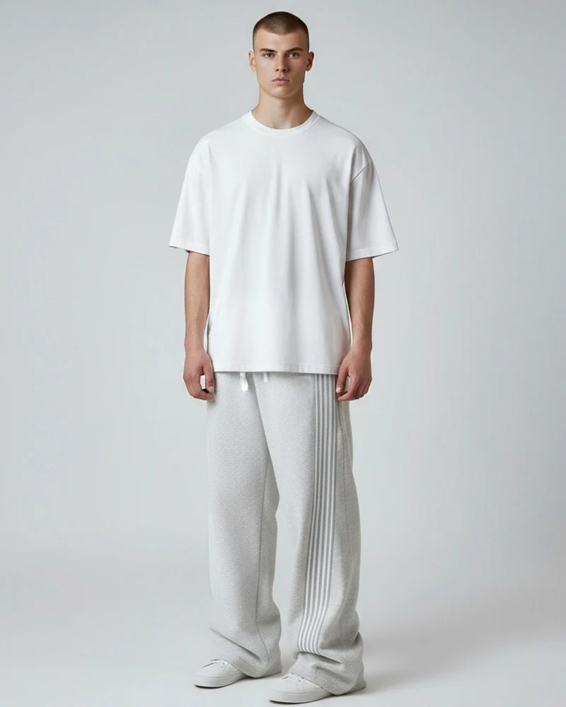 Baggy Jogginghose für Herren mit Streifen und ohne Bündchen am Bein