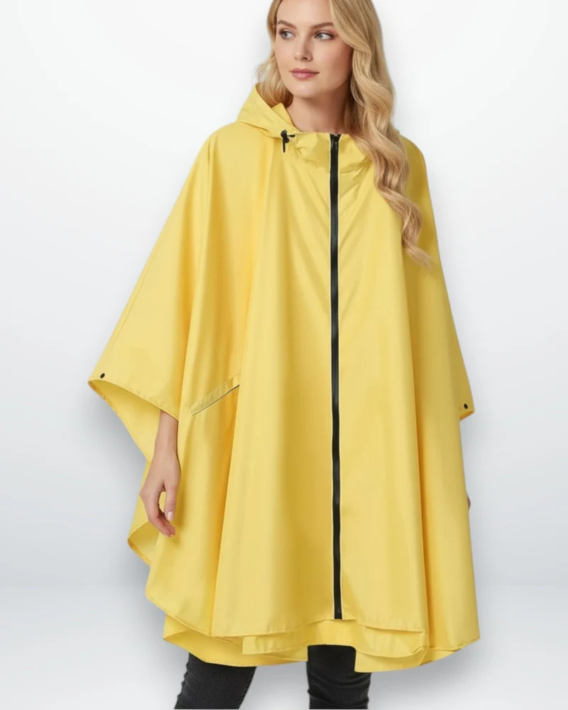 Wasserdichter Leicht-Regenponcho mit Kapuze