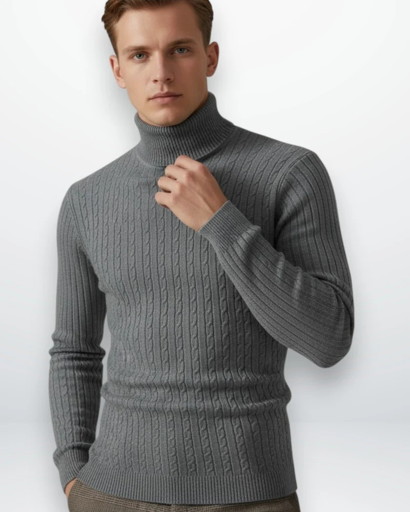 Klassischer Rollkragenpullover für Herren mit Rippstruktur