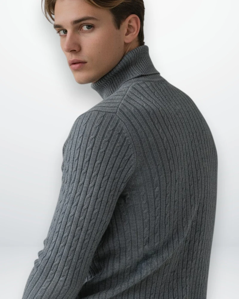 Klassischer Rollkragenpullover für Herren mit Rippstruktur