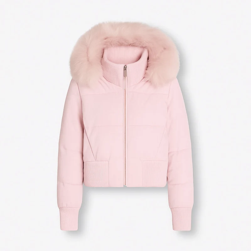 Gesteppte Winterjacke für Damen mit flauschig besetzter Kapuze und breitem Rippbund am Saum