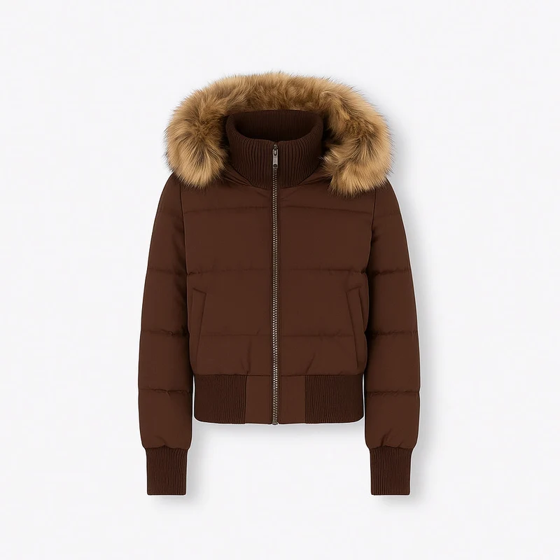 Gesteppte Winterjacke für Damen mit flauschig besetzter Kapuze und breitem Rippbund am Saum