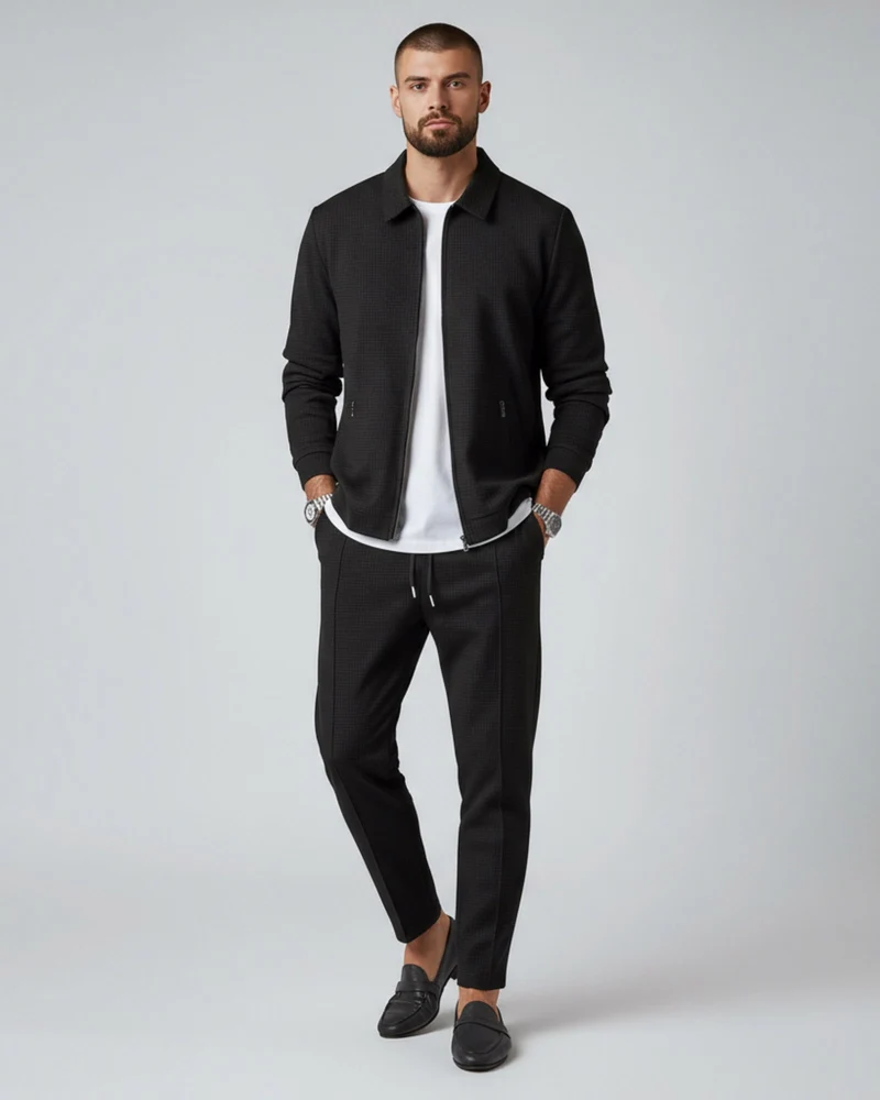 Herren Set aus Jacke mit Umlegekragen und Schlupfhose