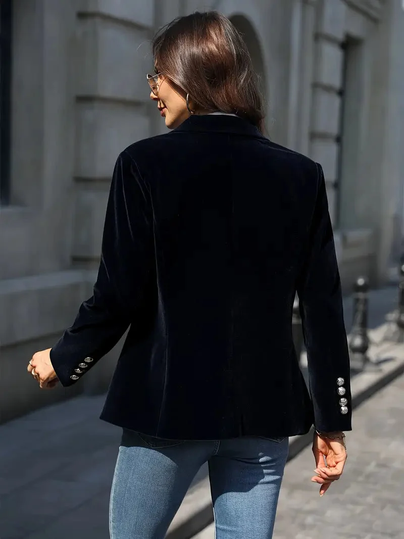 Jackenblazer aus weich schimmerndem Stoff und Ein-Knopf-Verschluss für Damen