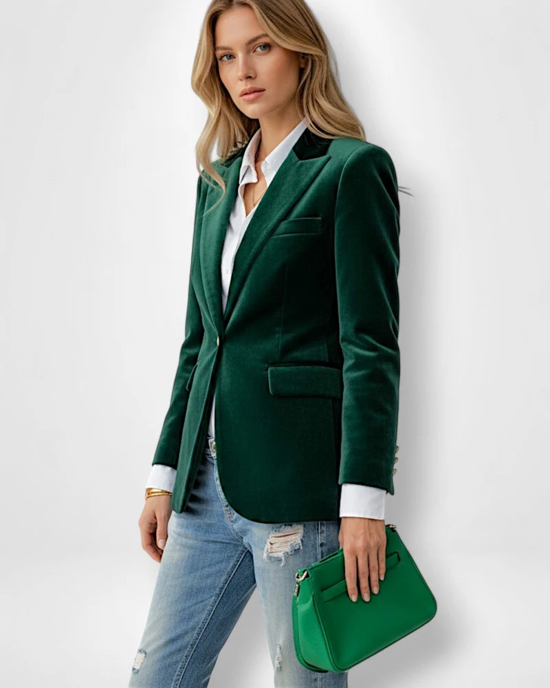 Jackenblazer aus weich schimmerndem Stoff und Ein-Knopf-Verschluss für Damen