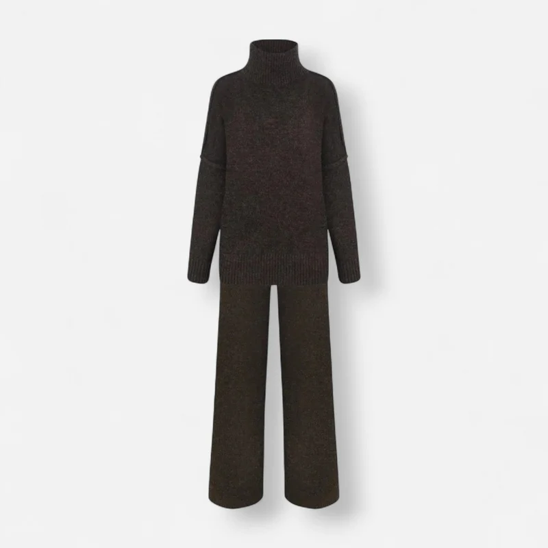 Einfarbiges Roolkragenpullover Strickset für Damen