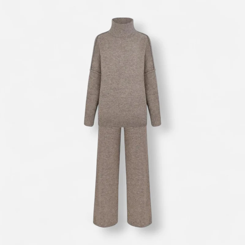 Einfarbiges Roolkragenpullover Strickset für Damen