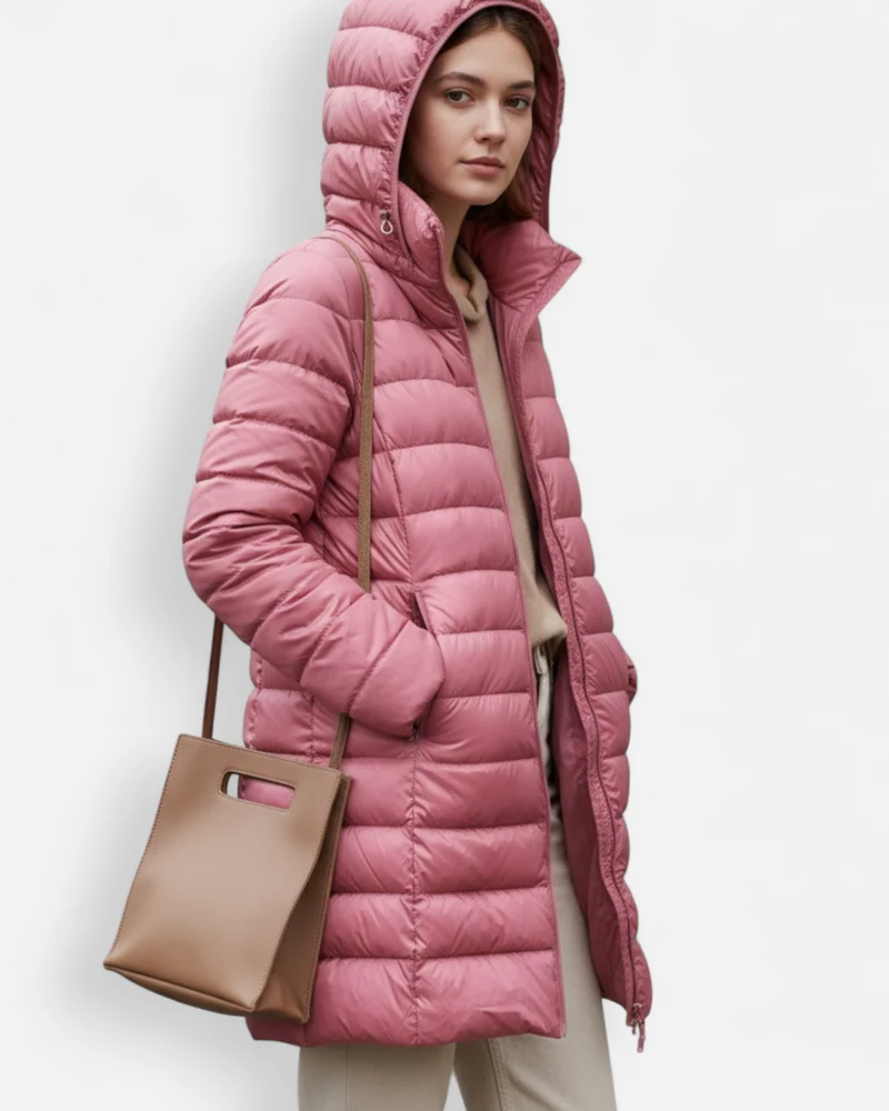 Puffer Winterjacke mit Kapuze und geradem Schnitt