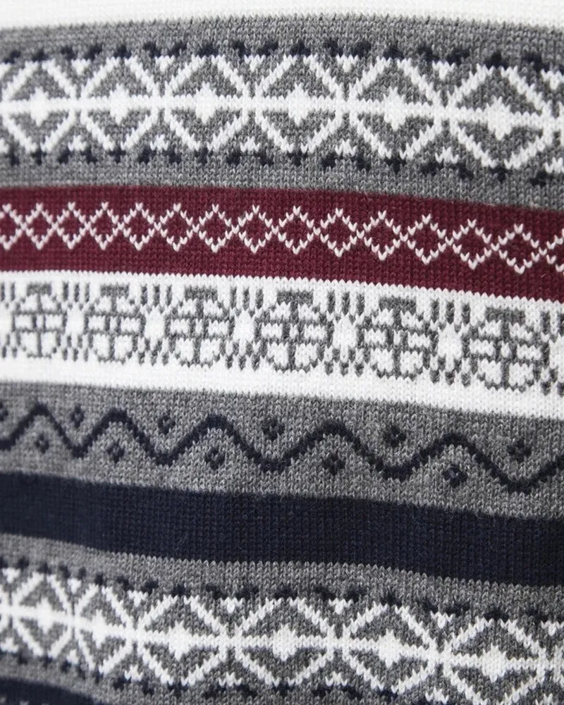 Half Zip Pullover Sweater mit Retro-Muster für Herren