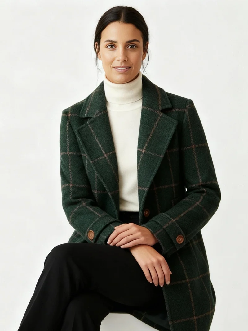 Schicker karierter Winter-Blazermantel für Damen