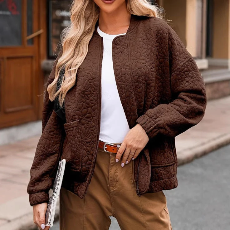 Jacke Damen Übergang mit floralem Muster | Leicht & Kurz