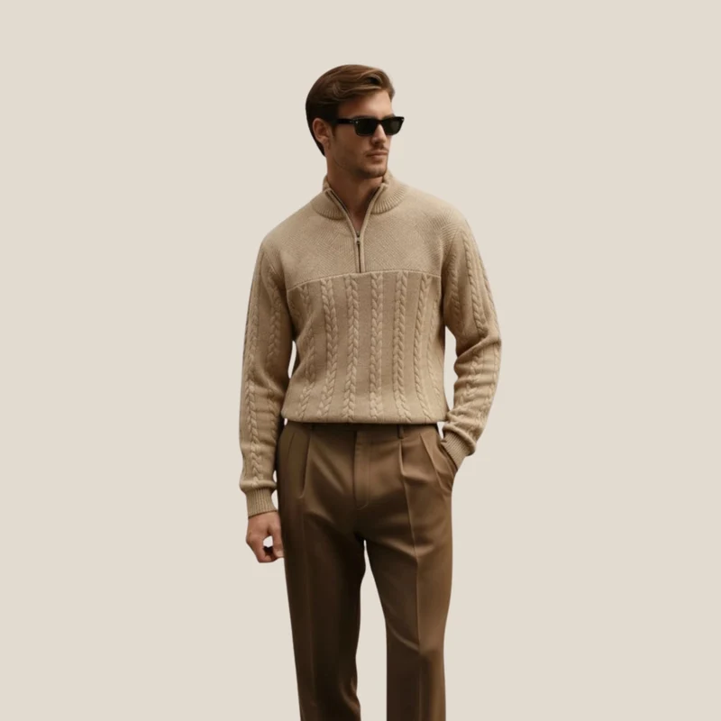 Henley™ - Eleganter Stehkragen-Pullover mit Reißverschluss