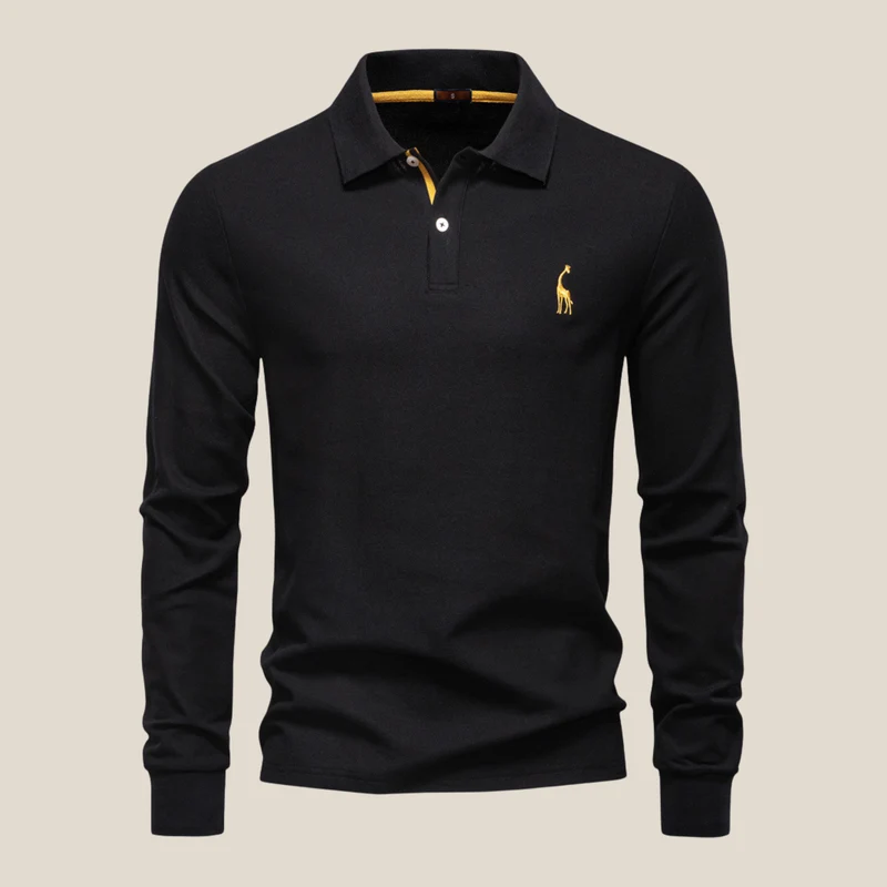 Savane™ - Langarm-Poloshirt mit eleganter Giraffen-Stickerei