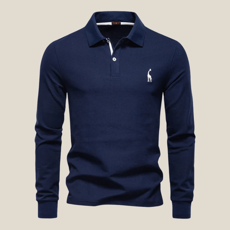 Savane™ - Langarm-Poloshirt mit eleganter Giraffen-Stickerei