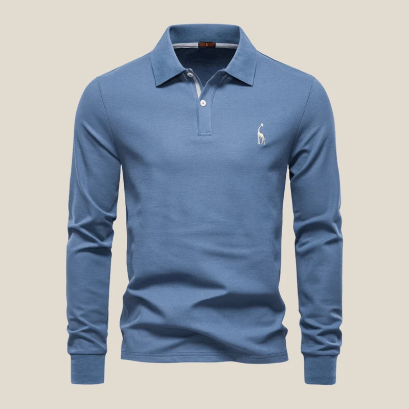 Savane™ - Langarm-Poloshirt mit eleganter Giraffen-Stickerei