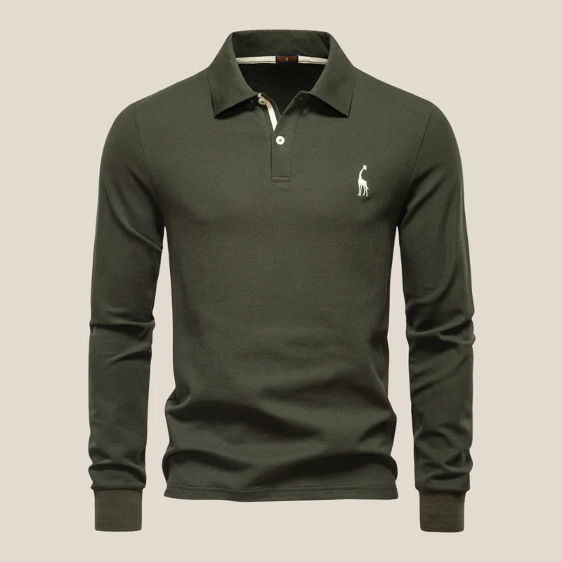 Savane™ - Langarm-Poloshirt mit eleganter Giraffen-Stickerei
