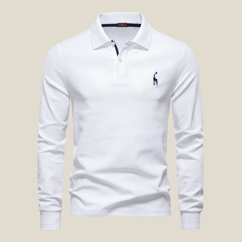 Savane™ - Langarm-Poloshirt mit eleganter Giraffen-Stickerei