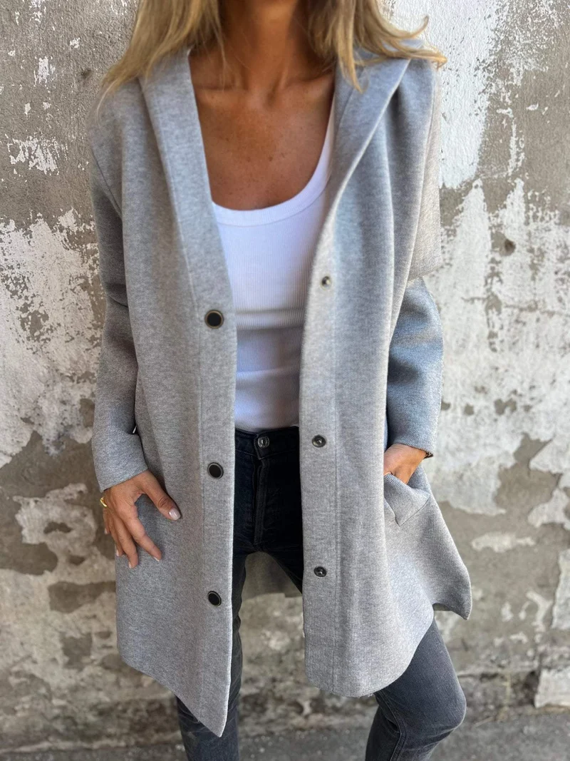 ELISA | Lässiger einreihiger Blazer mit Kapuze