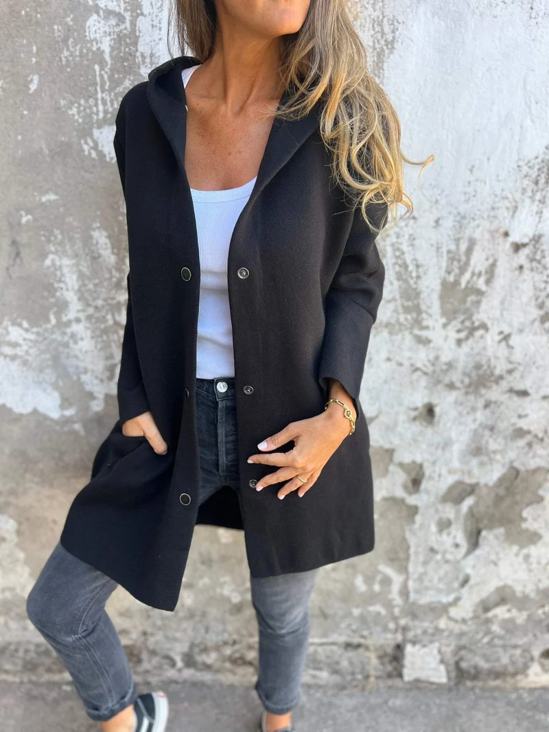 ELISA | Lässiger einreihiger Blazer mit Kapuze
