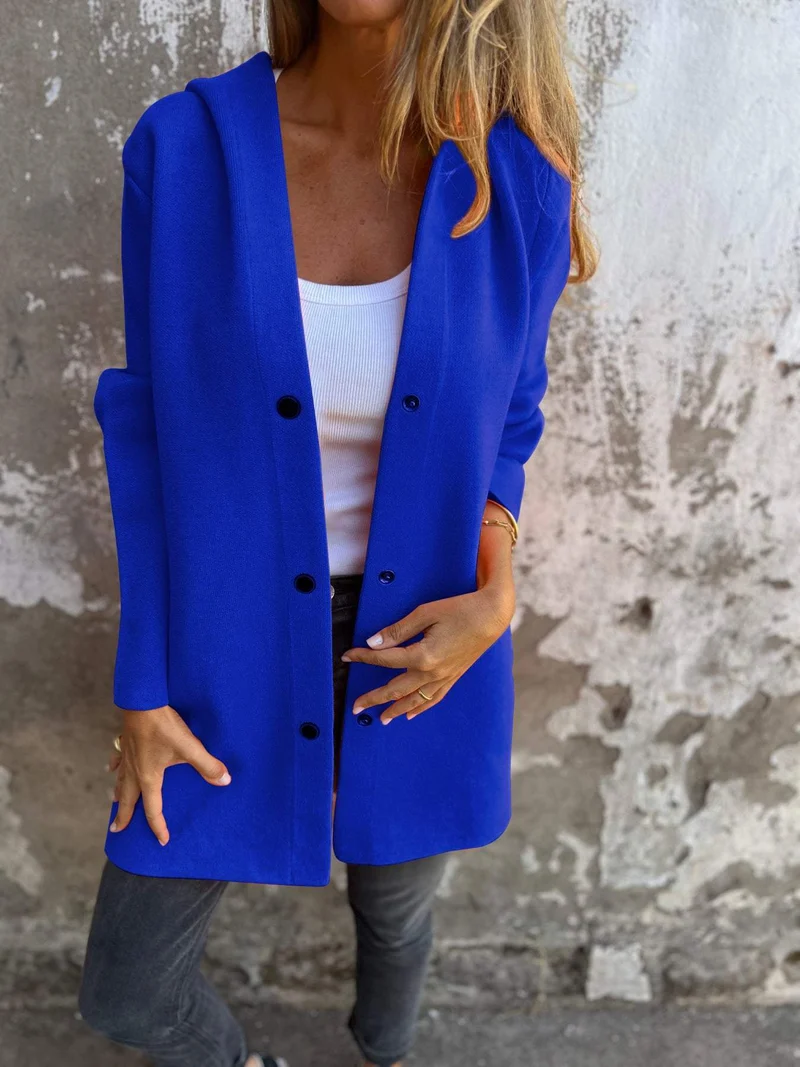 ELISA | Lässiger einreihiger Blazer mit Kapuze