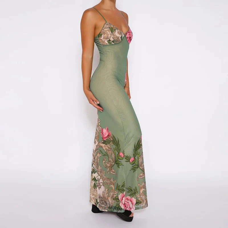 Lianna | Maxikleid mit rosa Blumenakzenten