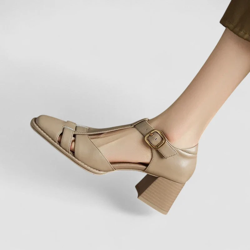 Elyxiana | Orthopedic T-Strap Block Heels