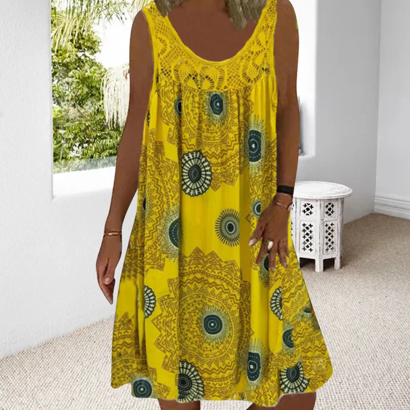 Breezia™ – Sommerliches Ärmelloses Kleid mit Print und Spitzendetails für Damen