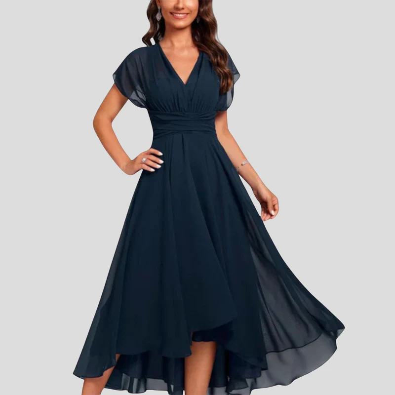 Enid™ – Fließendes & Elegantes Abendkleid mit V-Ausschnitt