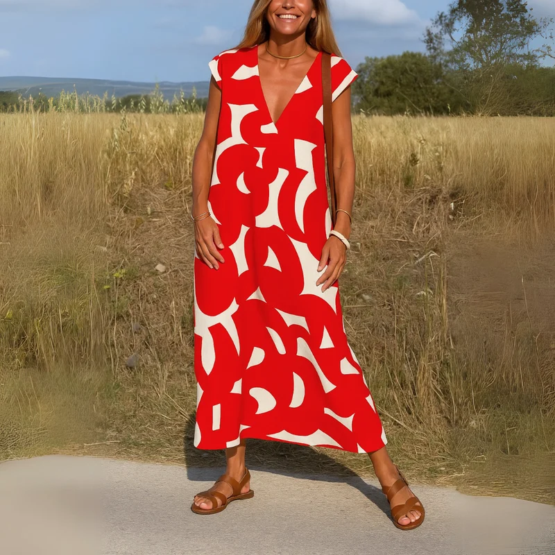 Azura™ – Ibiza Style Bequemes und Fließendes Kleid mit V-Ausschnitt
