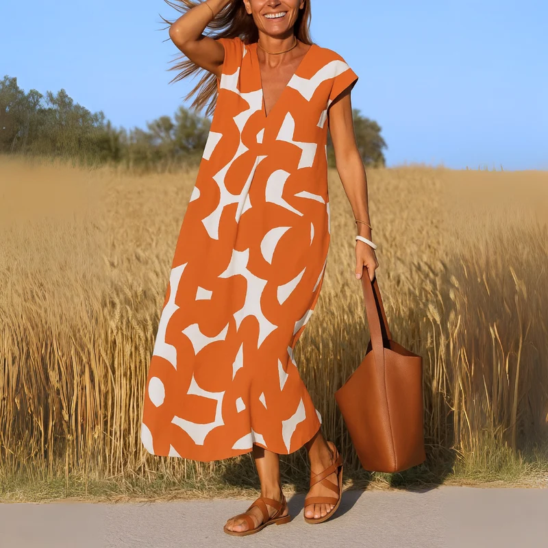 Azura™ – Ibiza Style Bequemes und Fließendes Kleid mit V-Ausschnitt