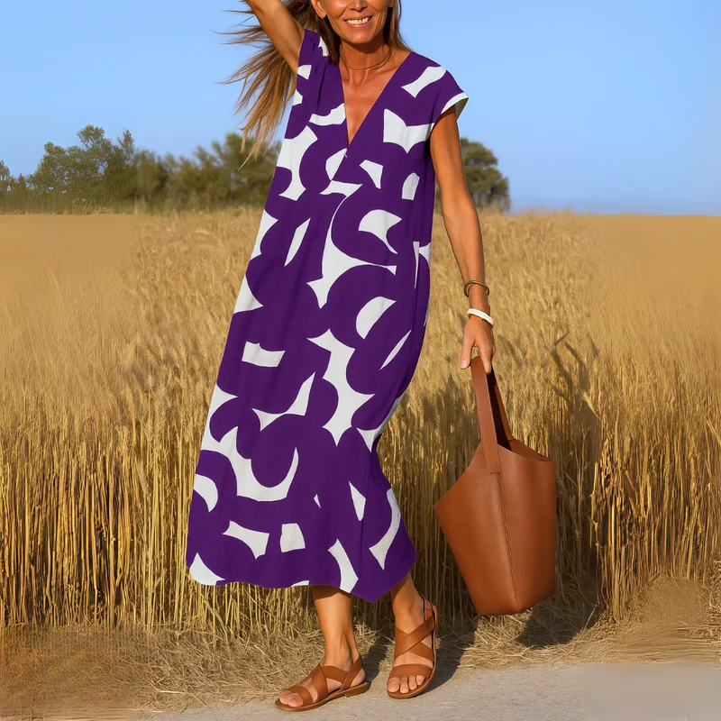 Azura™ – Ibiza Style Bequemes und Fließendes Kleid mit V-Ausschnitt