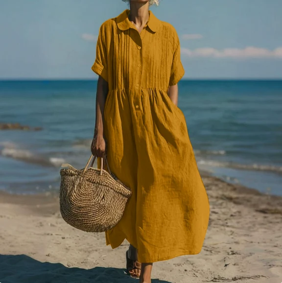 Alorie™ – Baumwollkleid mit Knöpfen