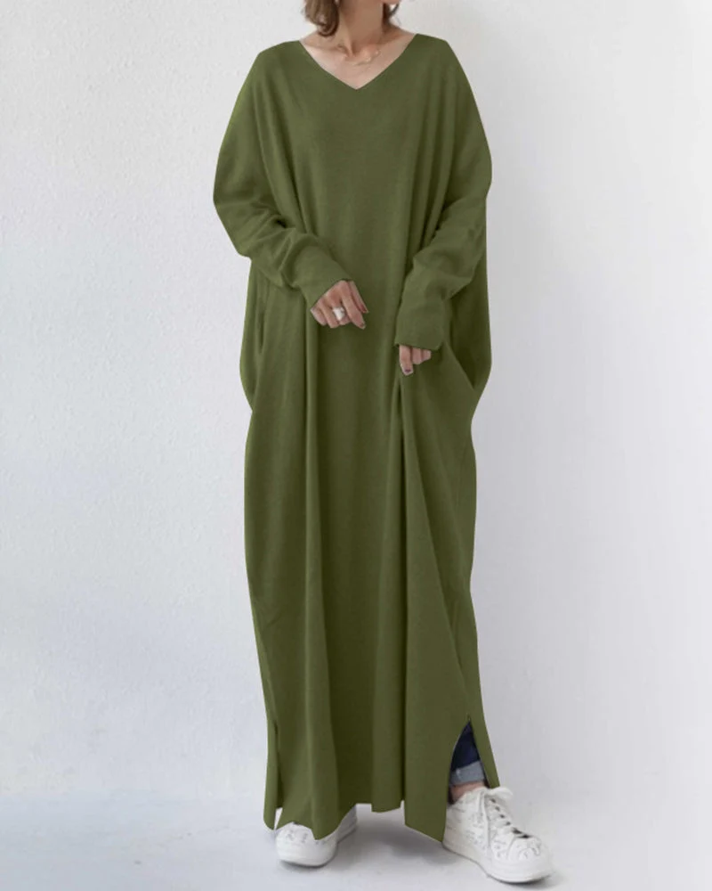 Serenya™ - Modisches Kleid mit langen Ärmeln und V-Ausschnitt