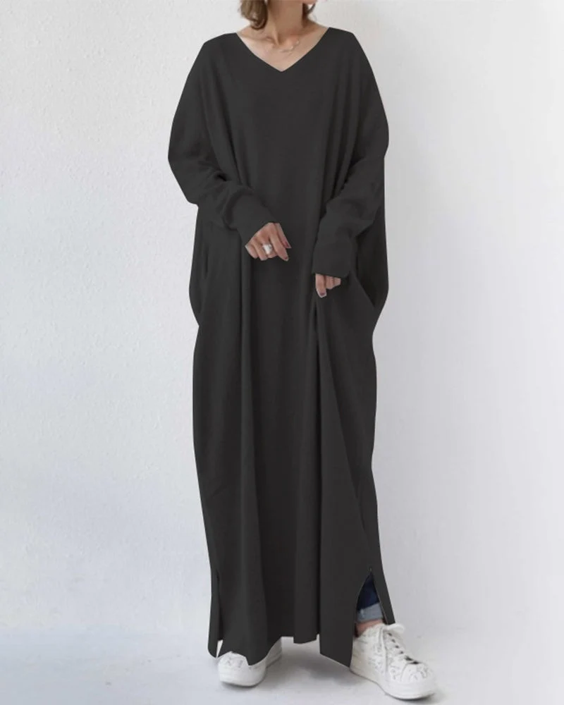 Serenya™ - Modisches Kleid mit langen Ärmeln und V-Ausschnitt