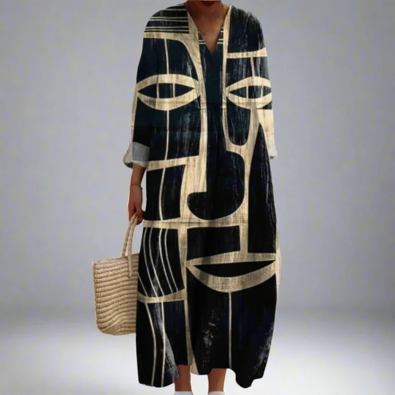 Lorna™ - Tribal-inspiriertes künstlerisches Midi-Kleid