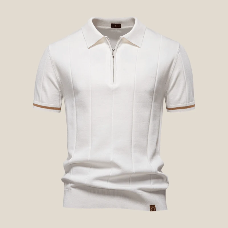 Parma™ - Geripptes Zip-Polo mit Ärmelstreifen
