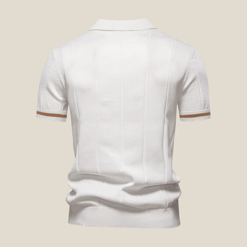 Parma™ - Geripptes Zip-Polo mit Ärmelstreifen