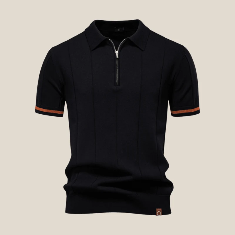 Parma™ - Geripptes Zip-Polo mit Ärmelstreifen