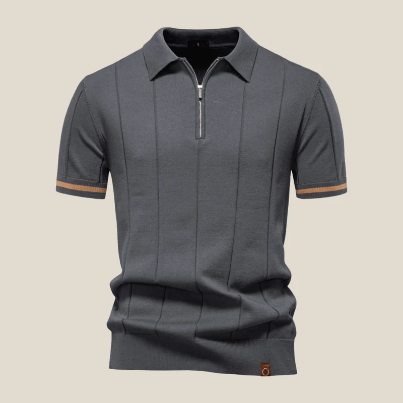 Parma™ - Geripptes Zip-Polo mit Ärmelstreifen