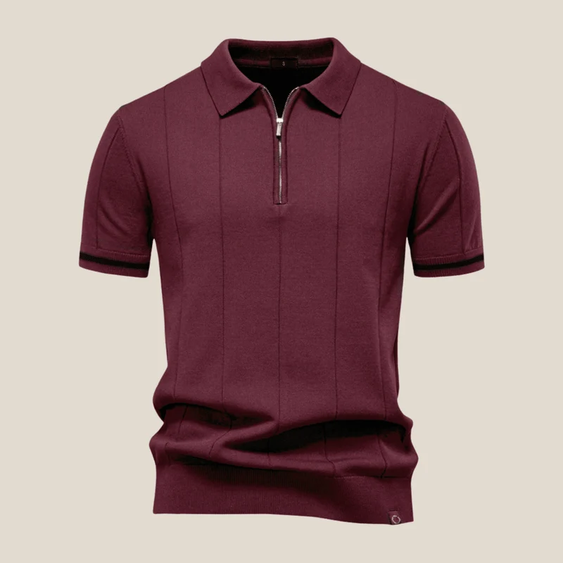Parma™ - Geripptes Zip-Polo mit Ärmelstreifen