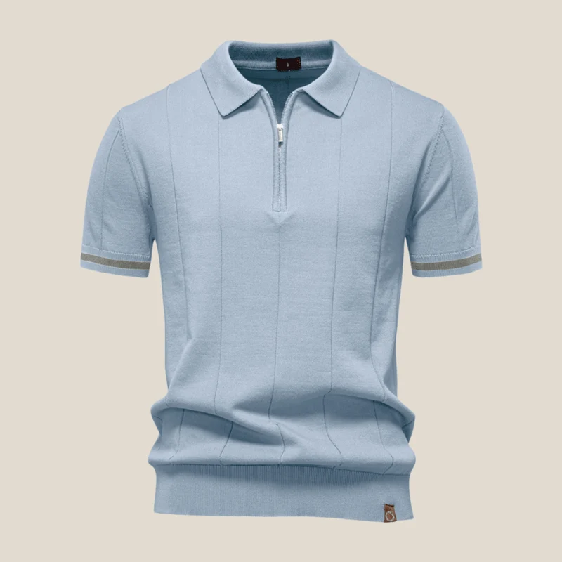 Parma™ - Geripptes Zip-Polo mit Ärmelstreifen