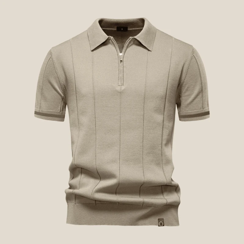 Parma™ - Geripptes Zip-Polo mit Ärmelstreifen